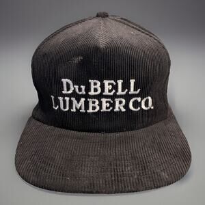Vintage Black Dubell Lumber Corduroy One Size Adult Snap Back Trucker Hat 2
